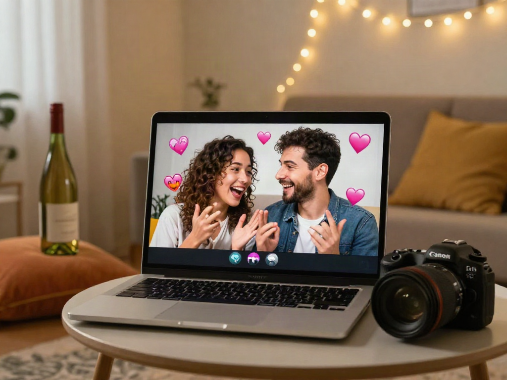 Engaging free ai sex chat scene with a couple sharing joyful expressions in a cozy virtual setting.
