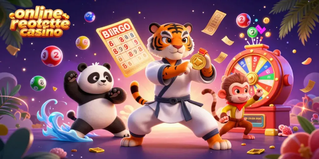 Experience thrilling gameplay at an online roulette casino with vibrant characters and dynamic elements.