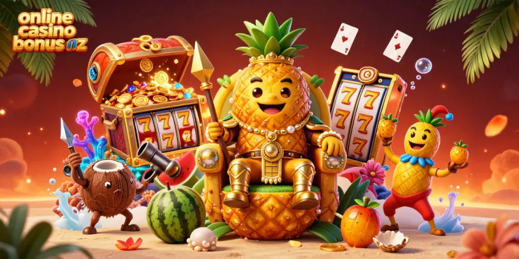 Experience the thrill of winning with online casino bonus nz on a vibrant 3D beach casino scene.